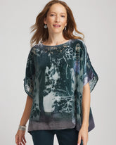 Chico's Women | Velvet Burnout Passion Poncho STRIKING TEAL