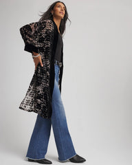 Chico's Women | Art Deco Burnout Kimono BLACK