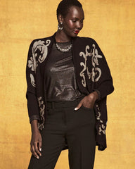 Chico's Women | Ottoman Jacquard Cocoon Cardigan BLACK