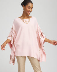 Chico's Women | Sequin Striped Sweater Poncho BLUSHED
