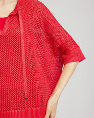 Chico's Women | Sequin Open Knit Poncho RED GLOW