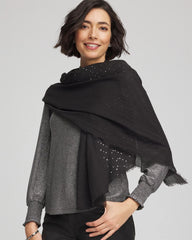 Chico's Women | Metallic Stripe Oblong Scarf BLACK