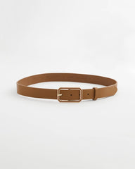 Cognac Enamel Buckle Trouser Belt