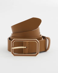 Cognac Enamel Buckle Trouser Belt