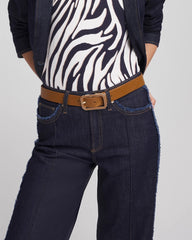 Cognac Enamel Buckle Trouser Belt