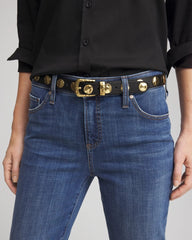 Chico's Women | Studded Faux Leather Trouser Belt BLACK