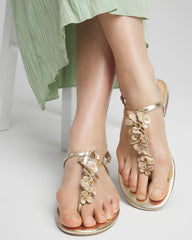 Chico's Women | Sioux Flower T-Strap Sandals GOLD