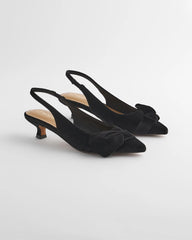 Chico's Women | Charm Velvet Bow Kitten Heels BLACK