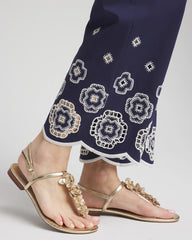 Chico's Women | Petite Brigitte™ 180 Embroidered Wide-Leg Cropped Pants PASSPORT BLUE