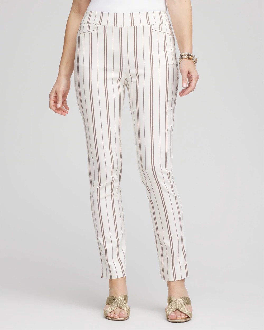 Chico's Women | Petite Brigitte™ Striped Ankle Pants ALABASTER