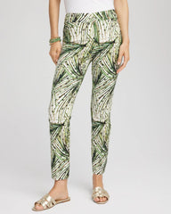 Chico's Women | Petite Brigitte™ Slim Ankle Palm-Print Pants ECRU