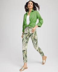 Chico's Women | Petite Brigitte™ Slim Ankle Palm-Print Pants ECRU