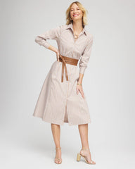 Chico's Women | Petite Vanilla Chai Striped Shirtdress VANILLA CHAI