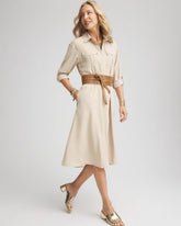 Chico's Women | Twill Belted Midi Shirtdress WILD TRUFFLE
