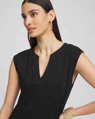 Chico's Women | Petite Trapunto Placket Midi Dress BLACK
