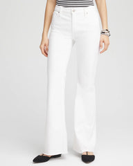 Chico's Women | Petite Girlfriend No Stain Frayed Flared Jeans ALABASTER