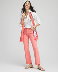 Chico's Women | Petite Girlfriend Fray Hem Kick Flare Jeans MELON MAMBO
