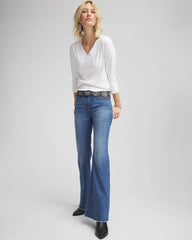 Chico's Women | Petite Girlfriend Frayed Flared Jeans JESSAMINE INDIGO