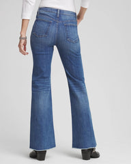Chico's Women | Petite Girlfriend Frayed Flared Jeans JESSAMINE INDIGO