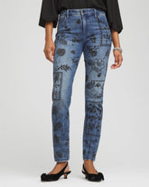 Chico's Women | Petite Mixed-Media Girlfriend Slim Ankle Jeans EMILIA INDIGO