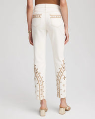 Chico's Women | Petite Embellished Girlfriend Slim Ankle Jeans SEA SALT