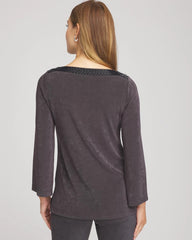 Chico's Women | Travelers™ Koia Pearl Beaded Tunic SERENE GRAY