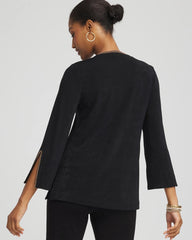 Chico's Women | Travelers™ Embellished V-Neck Flutter Sleeve Tunic TRAVELERS BLACK