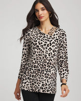 Chico's Women | Travelers™ Animal-Print Lattice Top DEEP TAUPE