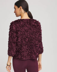 Chico's Women | Travelers™ Collection Textured Rosette Jacket BLACKENED BURGUNDY