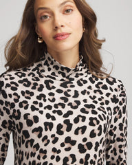 Chico's Women | Travelers™ Animal-Print Mockneck Midi Dress DEEP TAUPE