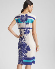 Chico's Women | Travelers™ Wildflower Cap-Sleeved Column Dress BLUE CASA