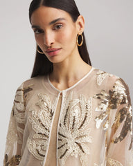 Chico's Women | Travelers™ Collection Sequin-Mesh Jacket MODERN ECRU