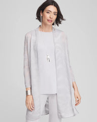 Chico's Women | Travelers™ Zebra-Motif Metallic Cardigan DOVE GRAY