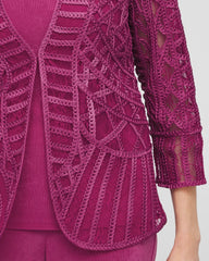 Chico's Women | Travelers™ Collection Embroidered Lace Cutwork Jacket PURPLE CLOVER