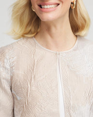 Chico's Women | Travelers™ Collection Metallic 3/4 Sleeve Jacket CAFE AROMA