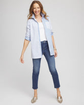 Chico's Women | No Iron™ Stripe Mix Tunic TIDAL BLUE