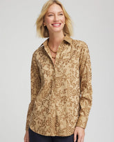 Chico's Women | No Iron™ Jacquard Scrolls Shirt GOLD