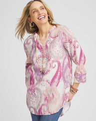 Chico's Women | No Iron™ Multi Paisley Linen Tunic FRENCH BLUSH