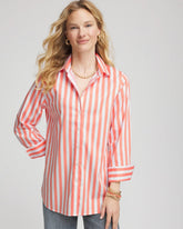 Chico's Women | No Iron™ Vacation Stripes Shirt SUNSET PEACH