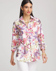 Chico's Women | No Iron™ Tropical Floral Stretch Shirt PLUM SHADE