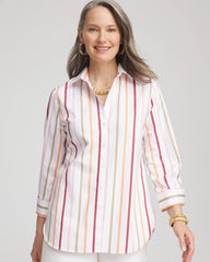 Chico's Women | No Iron™ Striped Stretch-Sateen Shirt ECRU