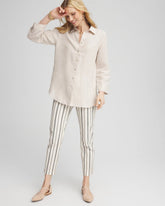 Chico's Women | Brigitte™ Slub Striped Cropped Pants ECRU