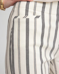 Chico's Women | Brigitte™ Slub Striped Cropped Pants ECRU