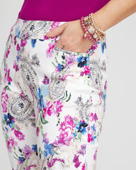 Chico's Women | Brigitte™ Paisley Floral Cropped Pants ALABASTER