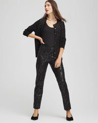 Chico's Women | Juliet Black Foiled Slim Ankle Pants BLACK