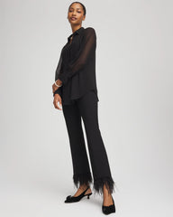 Chico's Women | Juliet Feathered Flared Cropped Pants BLACK