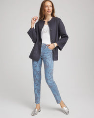 Chico's Women | Girlfriend Slim Ankle Flocked Jeans FINFLOW INDIGO