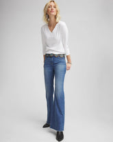 Chico's Women | Girlfriend Frayed Flared Jeans JESSAMINE INDIGO