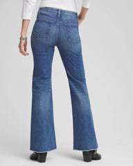 Chico's Women | Girlfriend Frayed Flared Jeans JESSAMINE INDIGO