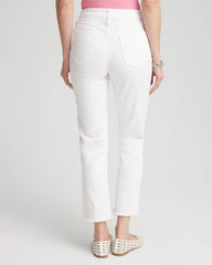 Chico's Women | Girlfriend Frayed Cropped No Stain Jeans ALABASTER